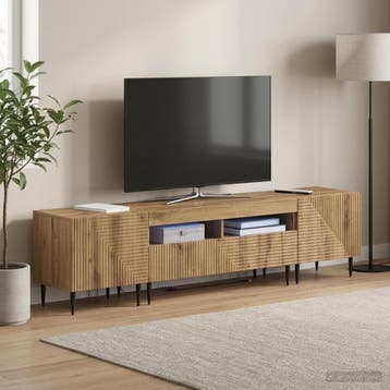 vidaXL 3-delige LED TV-kast Artisanaal eiken Bewerkt hout, Huis en Inrichting, Kasten |Televisiemeubels, Verzenden, Nieuw