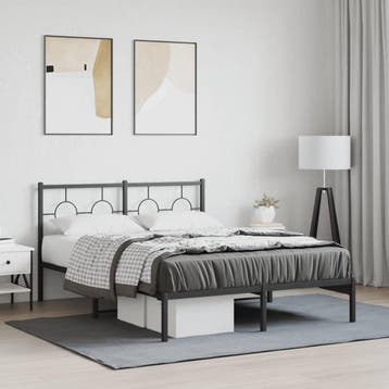 vidaXL Bedframe met hoofdbord metaal zwart 140x200 cm, Verzenden, Nieuw