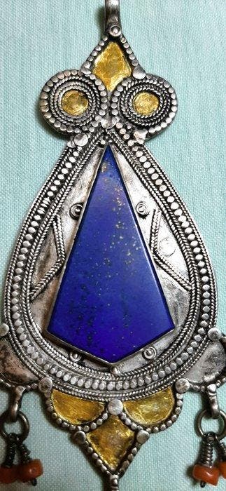 Lapis lazuli - Zilver - Ketting met hanger, Antiek en Kunst, Kunst | Niet-Westerse kunst