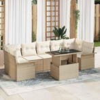 vidaXL Tuinbank Set met kussen 8 pcs Beige poly rattan, Tuin en Terras, Tuinsets en Loungesets, Verzenden, Nieuw
