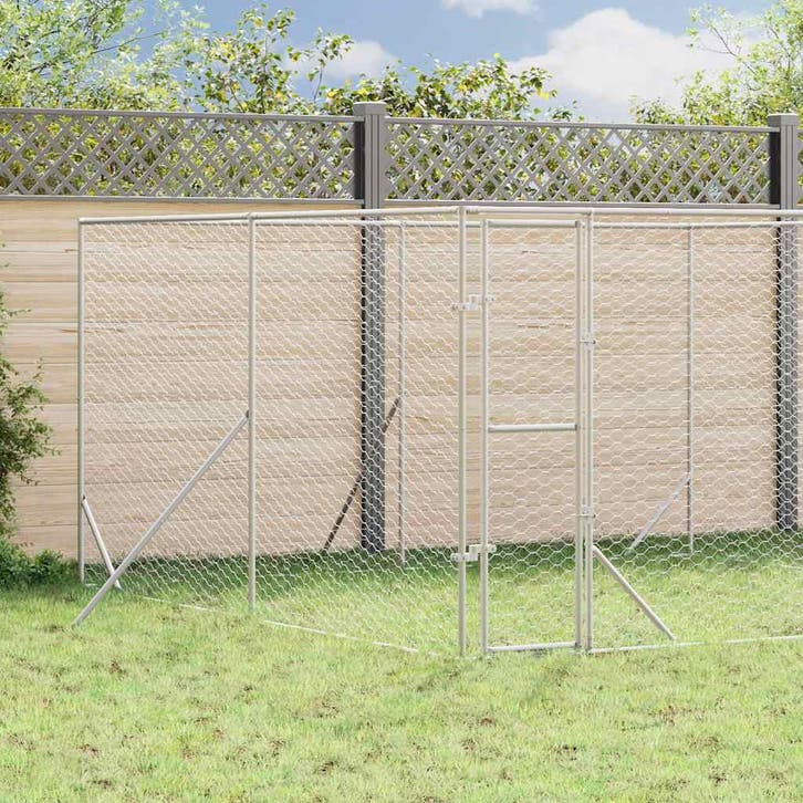vidaXL Hondenkennel voor buiten 4x4x2 m gegalvaniseerd staal, Dieren en Toebehoren, Hondenbenches, Nieuw, Verzenden