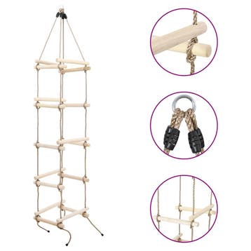 vidaXL Touwladder 200 cm hout, Verzenden, Nieuw