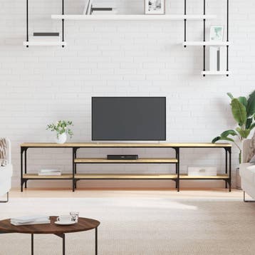 vidaXL Tv-meubel 201x35x45 cm bewerkt hout en ijzer sonoma, Verzenden, Nieuw