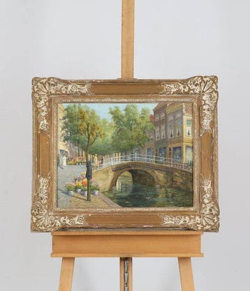 Jacob van Rossum (1881-1963) - Bloemen aan de gracht