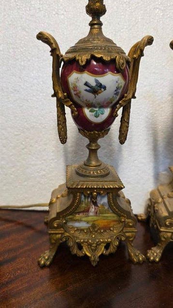 Lamp (2) - Verguld messing - Franse lampen Sevres, Antiek en Kunst
