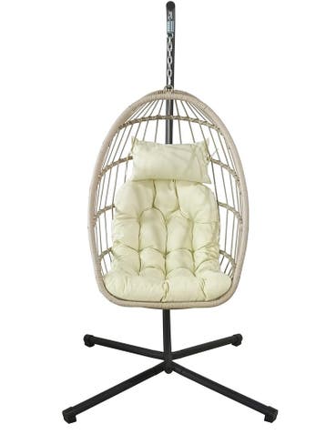 Inklapbare Egg Chair -34% Korting | Retour Deal | Snel weg!, Tuin en Terras, Tuinstoelen, Verzenden, Zo goed als nieuw, Rotan