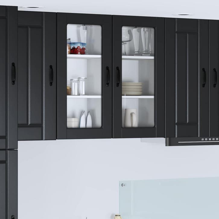 vidaXL Vaatwasserpaneel Lucca 2 pcs Zwart 40 x 31 x 80 cm, Huis en Inrichting, Kasten | Overige, Nieuw, Verzenden