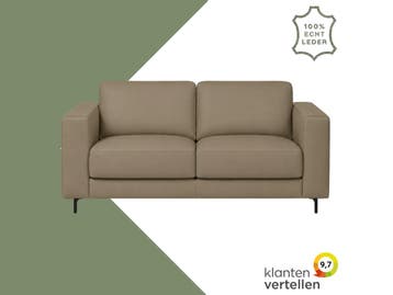 Leren bank Clear - 2,5 zits - Toledo Mocca (taupe/bruin) -, Ophalen of Verzenden