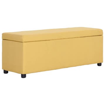 vidaXL Bankje met opbergvak 116 cm polyester geel, Verzenden, Nieuw