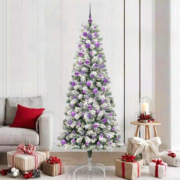 vidaXL Kunstmatige Hinged Kerstboom 300 LEDs Groen en Wit, Verzenden, Nieuw