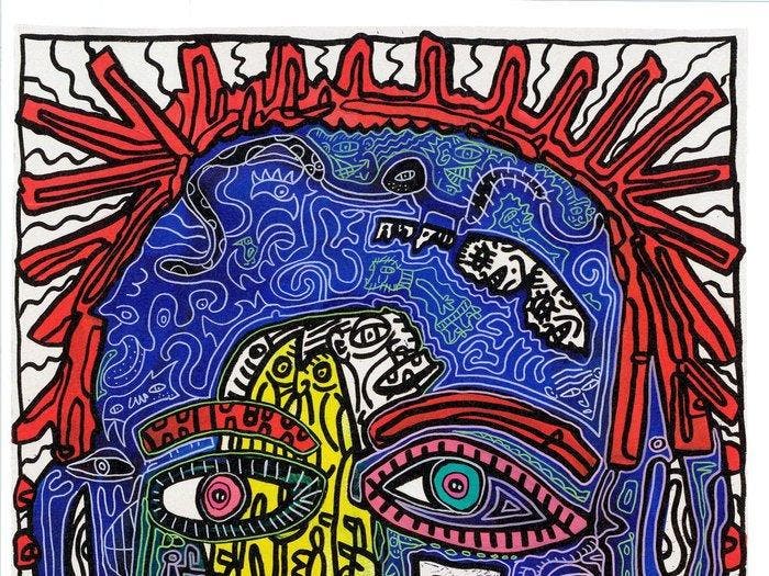 Robert Combas (1957) - Portrait, Antiquités & Art, Antiquités | Autres Antiquités