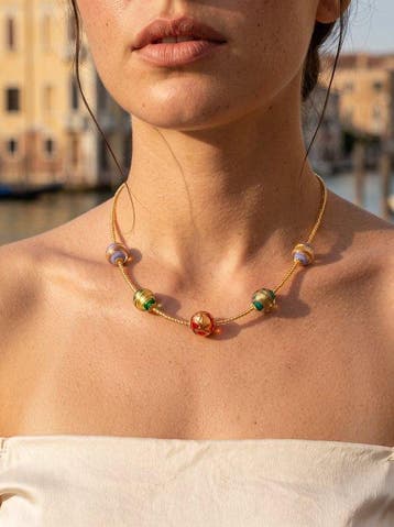 Murano-glas, 24 kt goud ondergedompeld - Halsketting - 24 kt