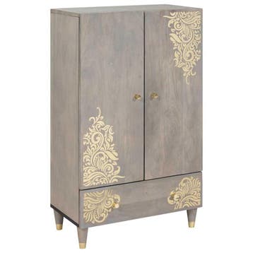 vidaXL Highboard Grijs en Goud 60 x 33 x 100 cm Massief, Huis en Inrichting, Verzenden, Nieuw