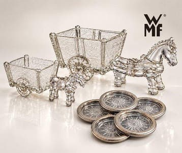 WMF - Beeldje - WMF Glass Figures & Italian Leonard Coasters