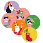 30x Sticker Sint En Piet Cartoon Etiketten - Kleuren Mix -, Verzenden, Nieuw