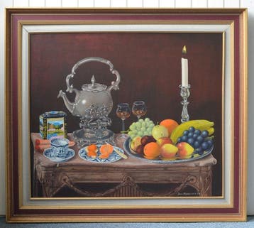 Jan Hoogeveen (1932-2025) - Stilleven met fruit en