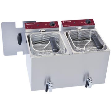 Elektrische friteuse tafelmodel 2x 8 liter + aftapkraan, Verzenden