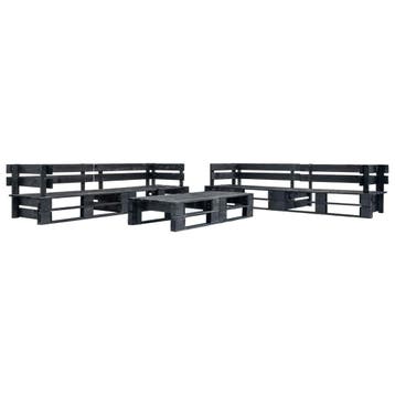 vidaXL 6-delige Loungeset pallet hout zwart, Verzenden, Loungeset