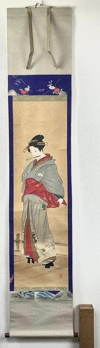 Oiran Beauty Scroll, Ondertekend door Nany, Meiji–Taisho -