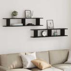 vidaXL Wandplanken 2 st 105x18x20 cm spaanplaat zwart, Verzenden, Nieuw