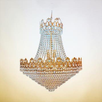 Plafondlamp - Messing, Kristal - Luxe-spin, Nieuw