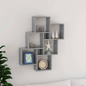 vidaXL Wandschap kubus 78x15x93 cm bewerkt hout betongrijs, Verzenden, Nieuw