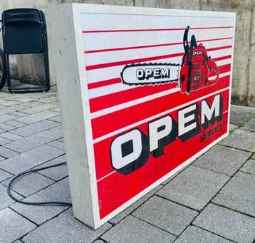 Lichtgevend vintage uithangbord OPEM SERVICE - Kettingzagen