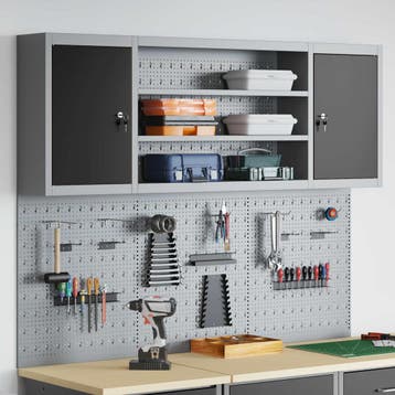 vidaXL Gereedschapskast Set met plank 6 st Zwart, Verzenden, Nieuw