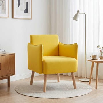 vidaXL Accentstoel Licht Geel Stof, Huis en Inrichting, Verzenden, Nieuw