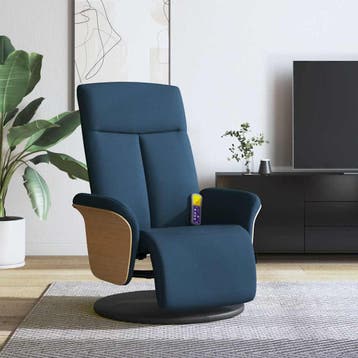 vidaXL Massagestoel verstelbaar met voetensteun stof blauw, Verzenden, Nieuw