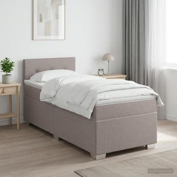 vidaXL Boxspringbed met matras met hoofdeinde Taupe 90 x 190, Verzenden