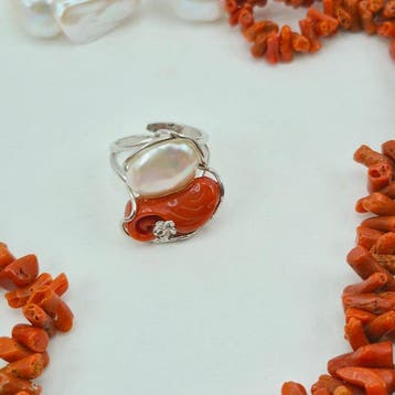 Koraal - Zilver - 2-delige sieradenset