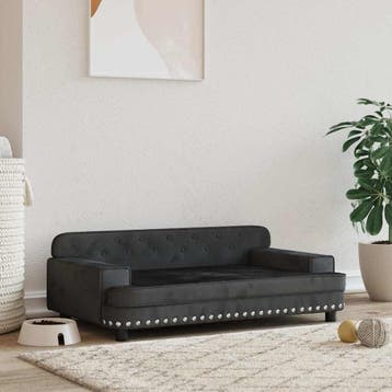 vidaXL Hondenmand 90x53x30 cm fluweel zwart, Verzenden, Nieuw
