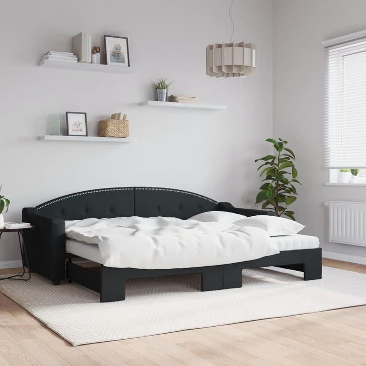 vidaXL Slaapbank met onderschuifbed en matrassen 80x200 cm, Maison & Meubles, Chambre à coucher | Lits, Envoi