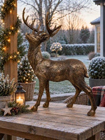 Beeld, hert staande 55 cm - 55 cm - polyresin