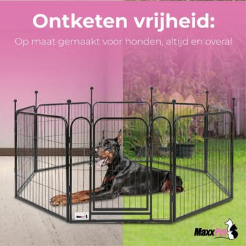 MaxxPet Hondenren Puppyren met 8 panelen - Staal - 60x60c..., Ophalen of Verzenden