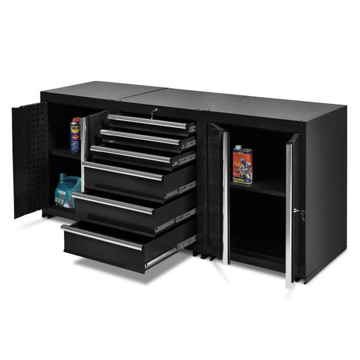 Datona Werkplaatskasten set PRO XL - Zwart - Datona, Bricolage & Construction, Établis, Enlèvement ou Envoi