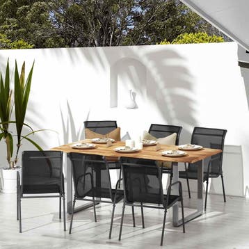 vidaXL Tuinstoelen 6 st staal en textileen zwart, Verzenden