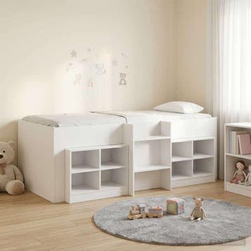 vidaXL Loft Bed Frame met Kast met plank 3 st Wit Bewerkt, Huis en Inrichting, Verzenden, Nieuw
