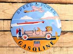 Union Gasoline "Speed & Power" - Vintage Gebold Emaille Bord, Verzenden, Nieuw