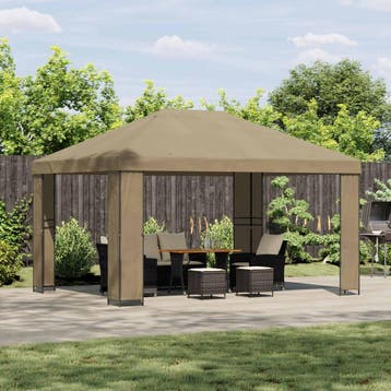 vidaXL Prieel 4 × 3 m Beige Polyester en Staal 190 gsm, Verzenden