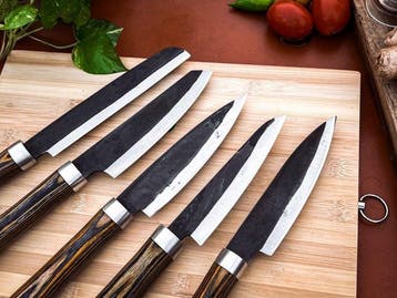 Keukenmes - Kitchen knife set - 729 - Staal, Hout,