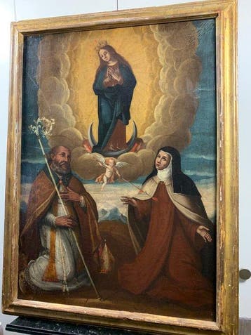 Spaanse school (XVII) - Teresa von Ávila, Petrus und heilige, Antiek en Kunst