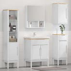 vidaXL Badkamermeubel Set met lade FLORO 4 pcs Wit Massief, Huis en Inrichting, Badkamer | Badkamermeubels, Verzenden, Nieuw