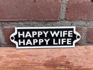 Decoratief ornament - Happy Wife Happy Life - Europa -