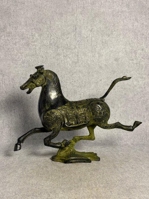 Statue, Vliegend paard van Gansu 27.5 cm - 22.5 cm - Bronze, Antiek en Kunst, Curiosa en Brocante
