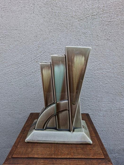 Art-Deco 1930-1940 - Vaas - 56 - Geglazuurd Keramiek -, Antiquités & Art, Antiquités | Verre & Cristal