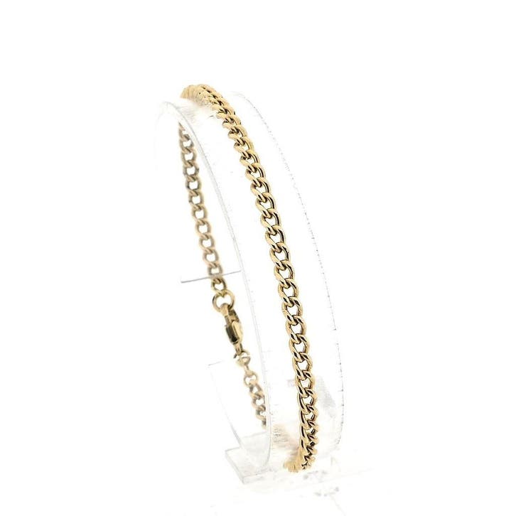 Gouden gourmetschakel armband (Schakelarmband), Handtassen en Accessoires, Armbanden, Overige kleuren, Gebruikt, Goud, Ophalen of Verzenden