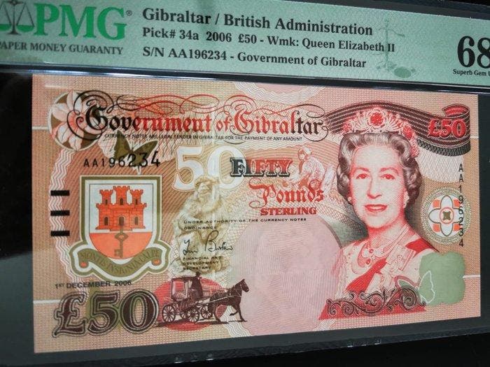 Gibraltar. - 50 Pounds 2006 - Pick 34a (Zonder minimumprijs), Postzegels en Munten, Bankbiljetten | Europa | Niet-Eurobiljetten