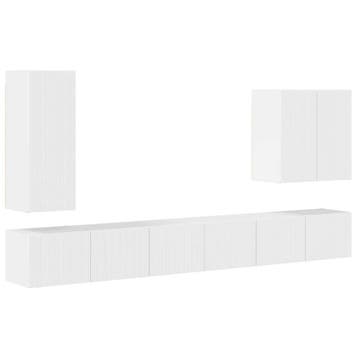 vidaXL Tv Wandkast Set 6 st Hoogglans wit, Verzenden
